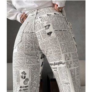 - Newspaper print pants